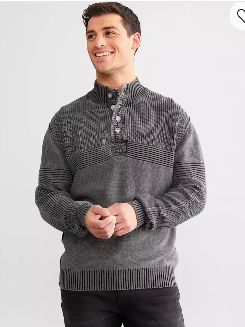 BKE Men's Ribbed Henley Sweater